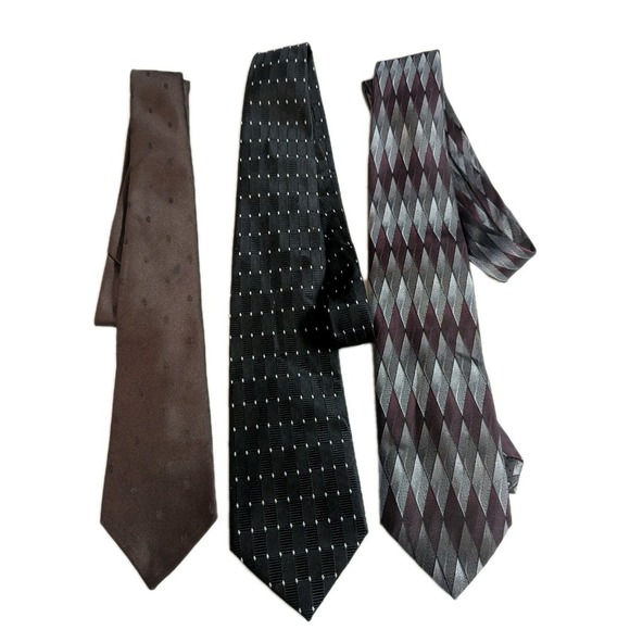 Vintage Other - Men's Designer Tie Bundle | 100% Silk & Vintage Blends | Black, Brown, Silver